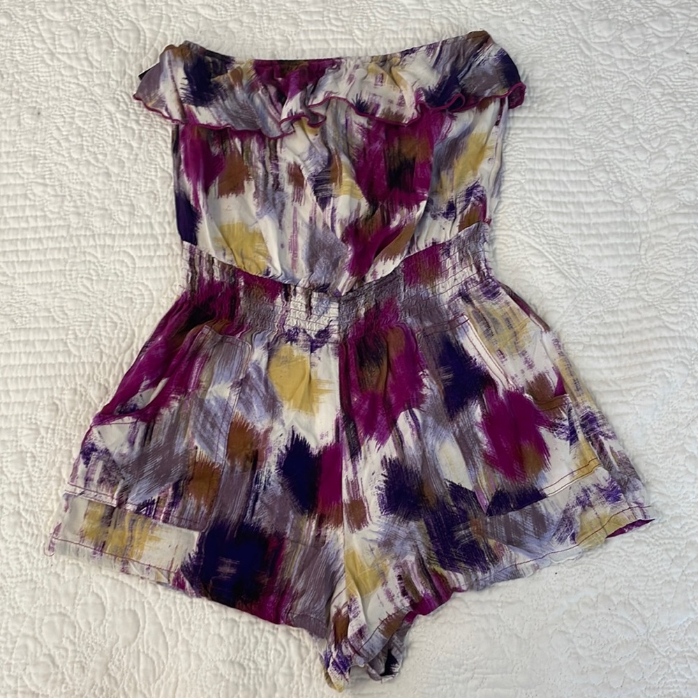 Forever 21 Purple/Neutral Sleeveless Bohemian Romper